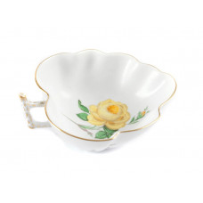 Salzgef&auml;&szlig;, Rose mitte, gelb, Goldrand, L 12 cm